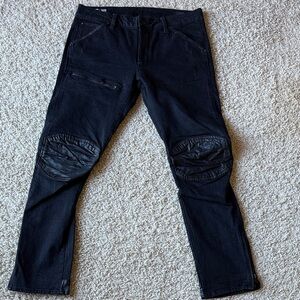 G-Star Black Trousers with Leather Knee Details